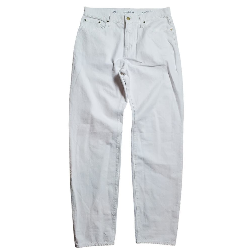 J. Crew Women Mid-Rise Slouchy Straight White Denim Jeans Size 29 New With Tag